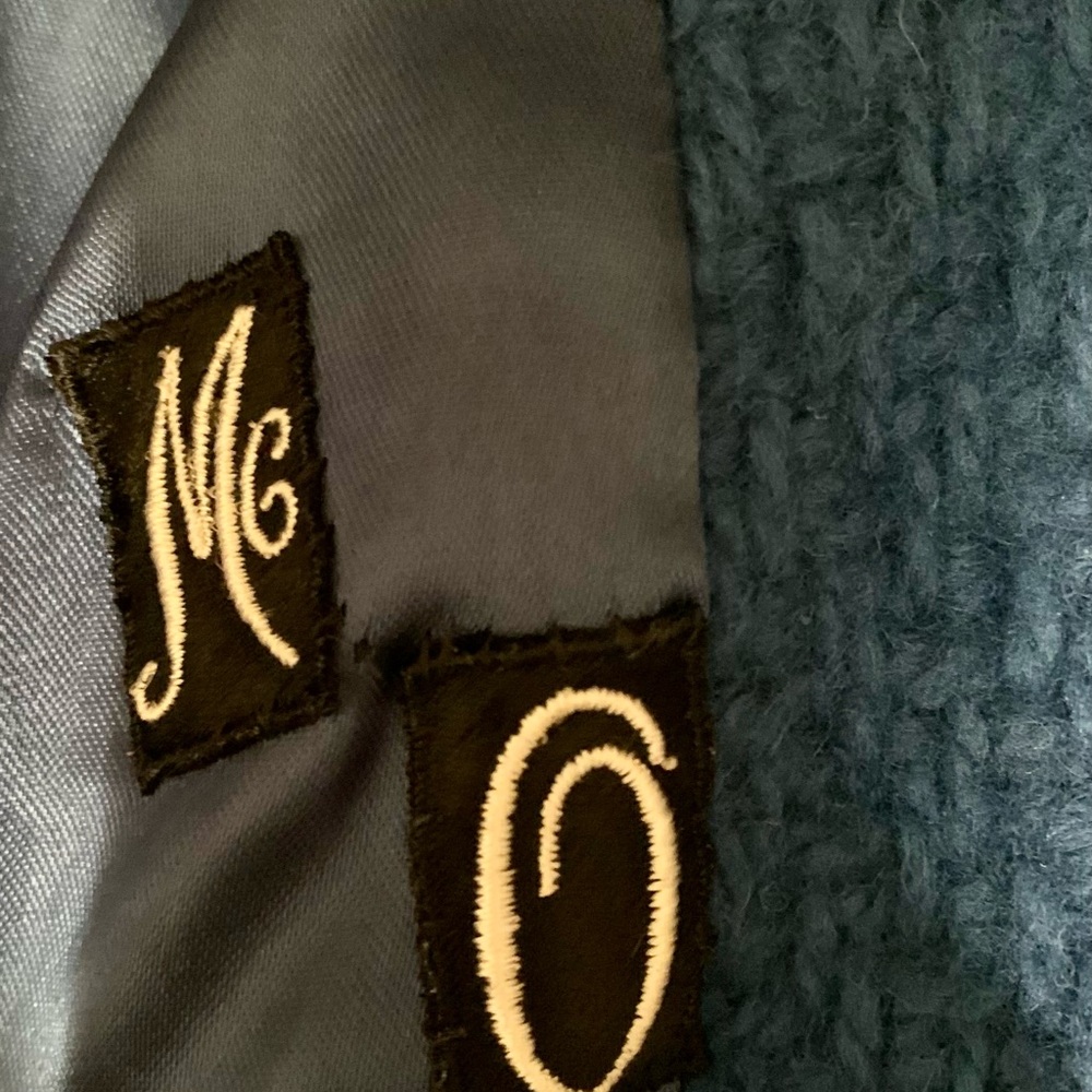 Penny Lane Blue Textured Lined (Fox?) Fur Trim Union Made Swing Coat - Picture 11 of 14